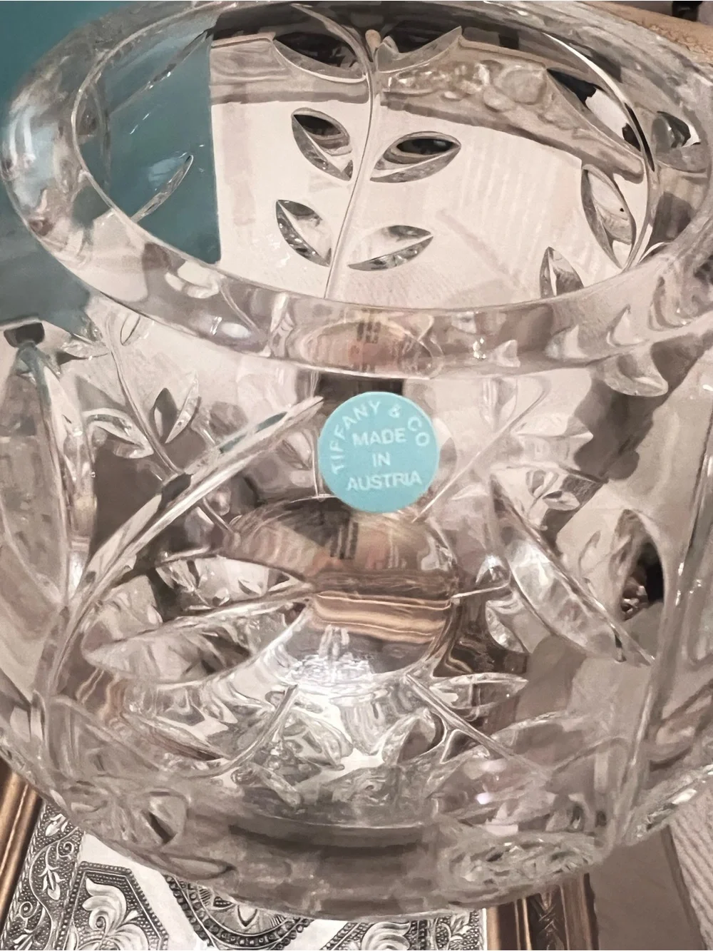 Tiffany & Co Floral Vine Rose Bowl Vase Elegant Cut Crystal